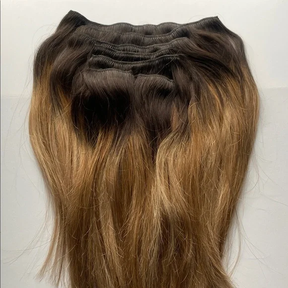 Double Weft Clip in Remy Human Hair Extensions Color #2/6/18 14 Inch 120g 7pcs - Picture 5 of 13